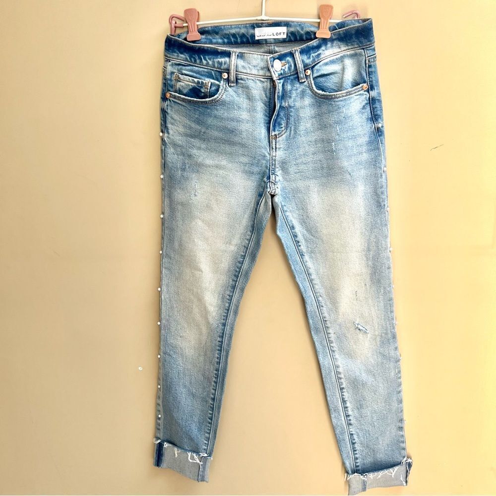 Loft modern skinny with pearls Sz 0